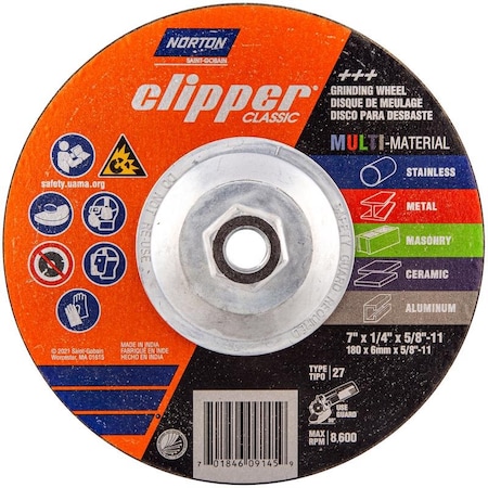 Norton Abrasives Norton Clipper 7 in. D X 5/8-11 in. Classic Grinding Wheel 70184609145